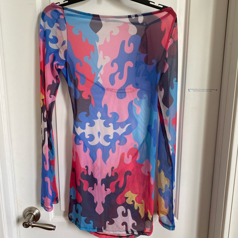 Backless Mesh Fire mini dress